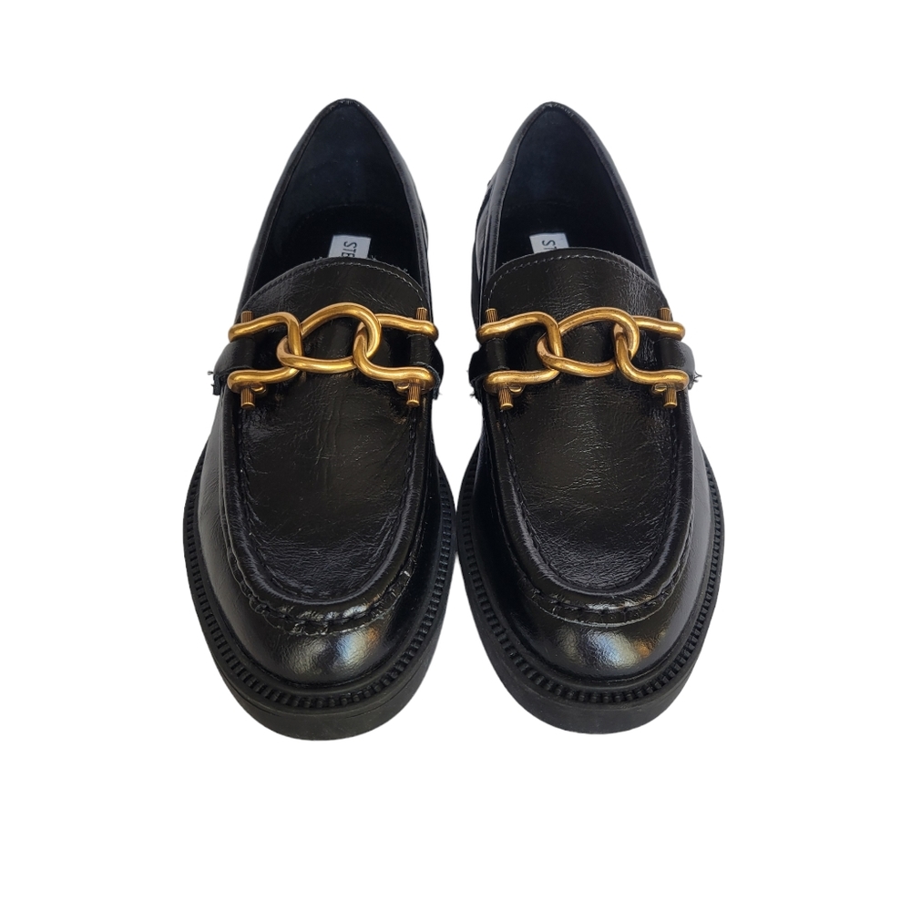 Steve Madden Karmine Black Leather Slip-On Loafers Size 7.5 - Picture 4 of 8